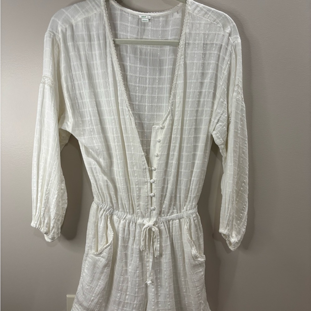 Aerie White Button-Down Romper